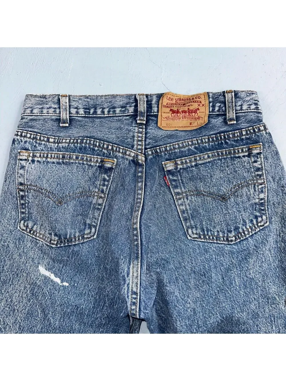 Levis 501 Vintage 90s USA XX Straight Leg Jeans Blue Med Wash 31x34 Act 29x32